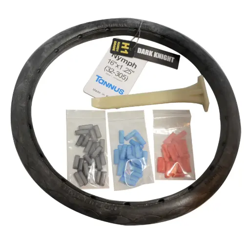 Tannus Aither 1.1 Airless Volle Buitenband Zwart 16"x1.25" inclusief montage kit